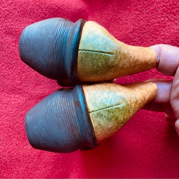 SOCOFY Sz 38 Funky Heel Yellow Green Perforated Laser Cut Mary Jane Style Shoes - Picture 8 of 10